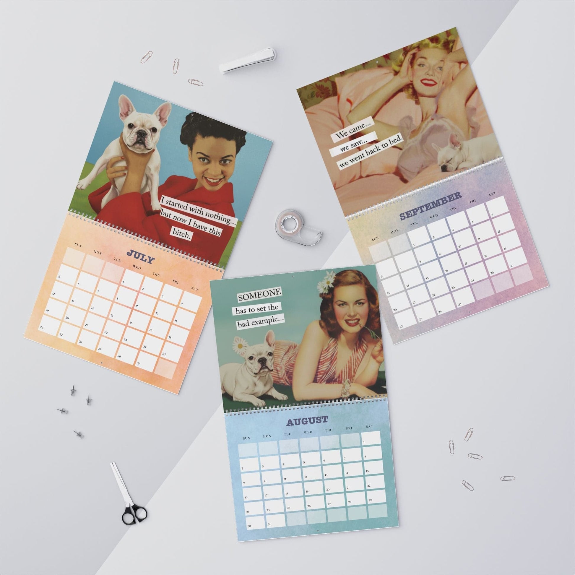 2026 White Frenchie Snarky Sassy Wall Calendar