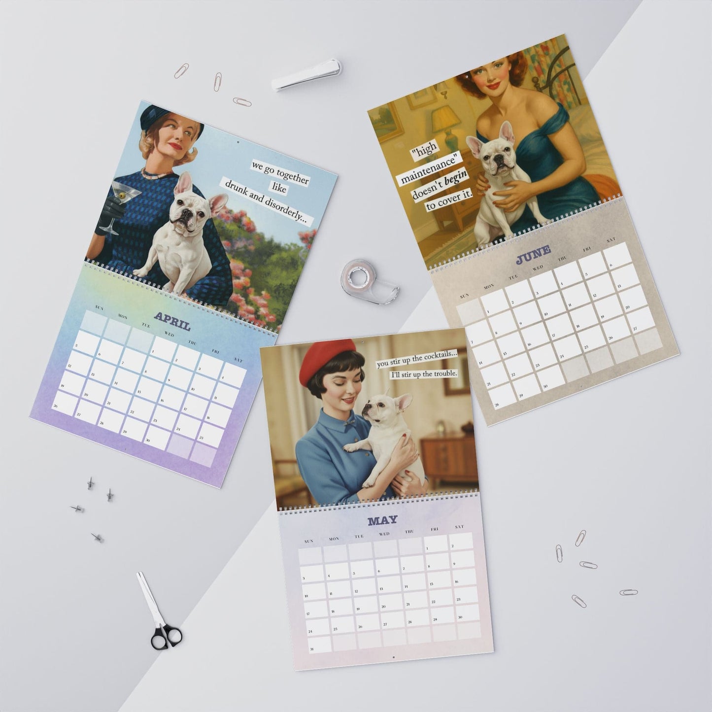 2026 White Frenchie Snarky Sassy Wall Calendar