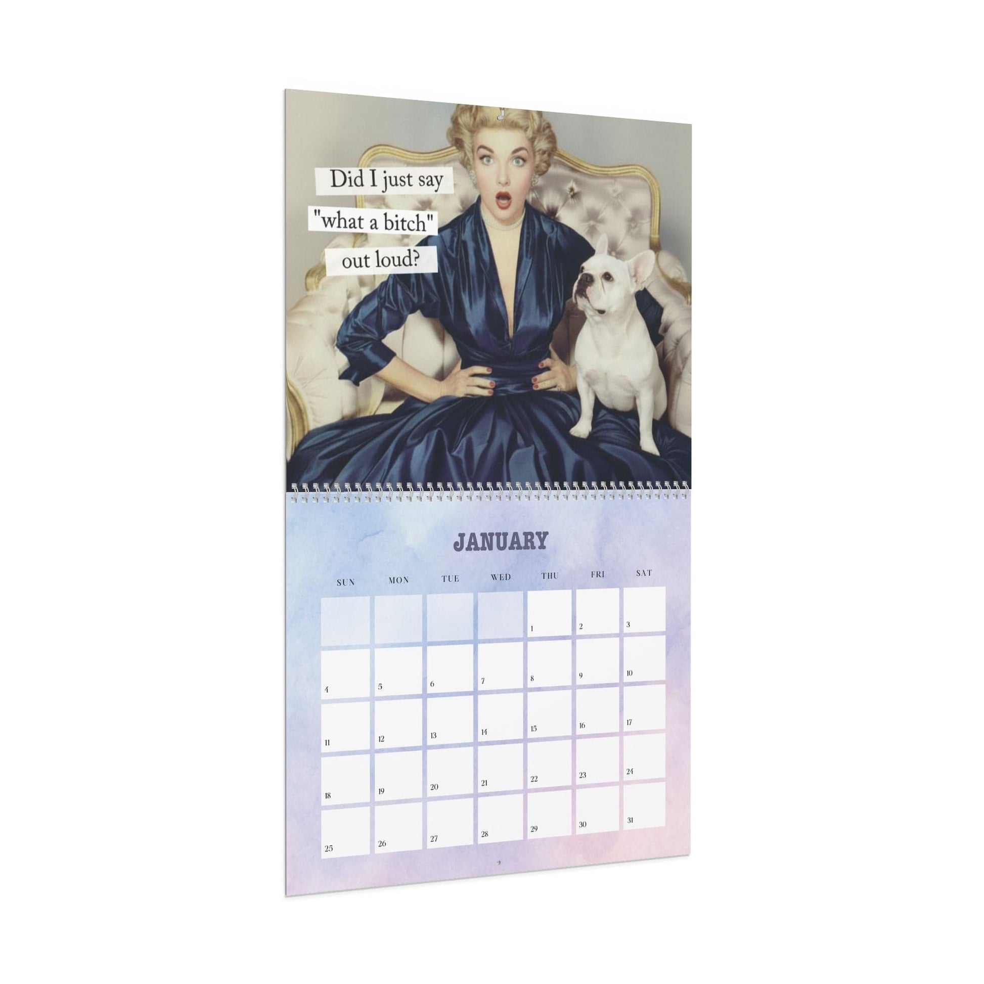 2026 White Frenchie Snarky Sassy Wall Calendar