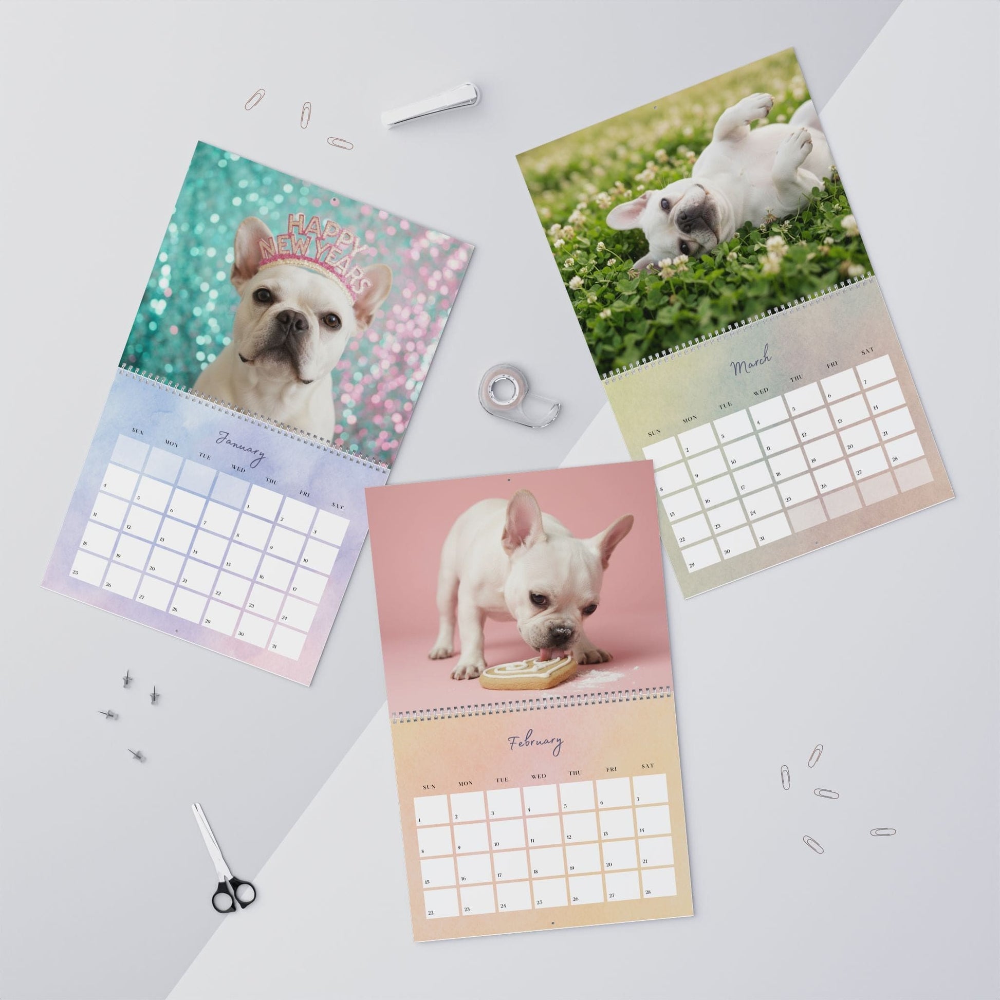 2026 White Frenchie Wall Calendar