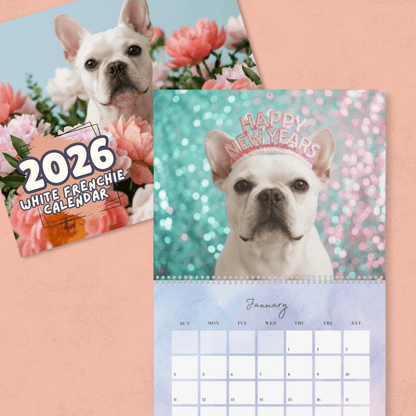 2026 White Frenchie Wall Calendar