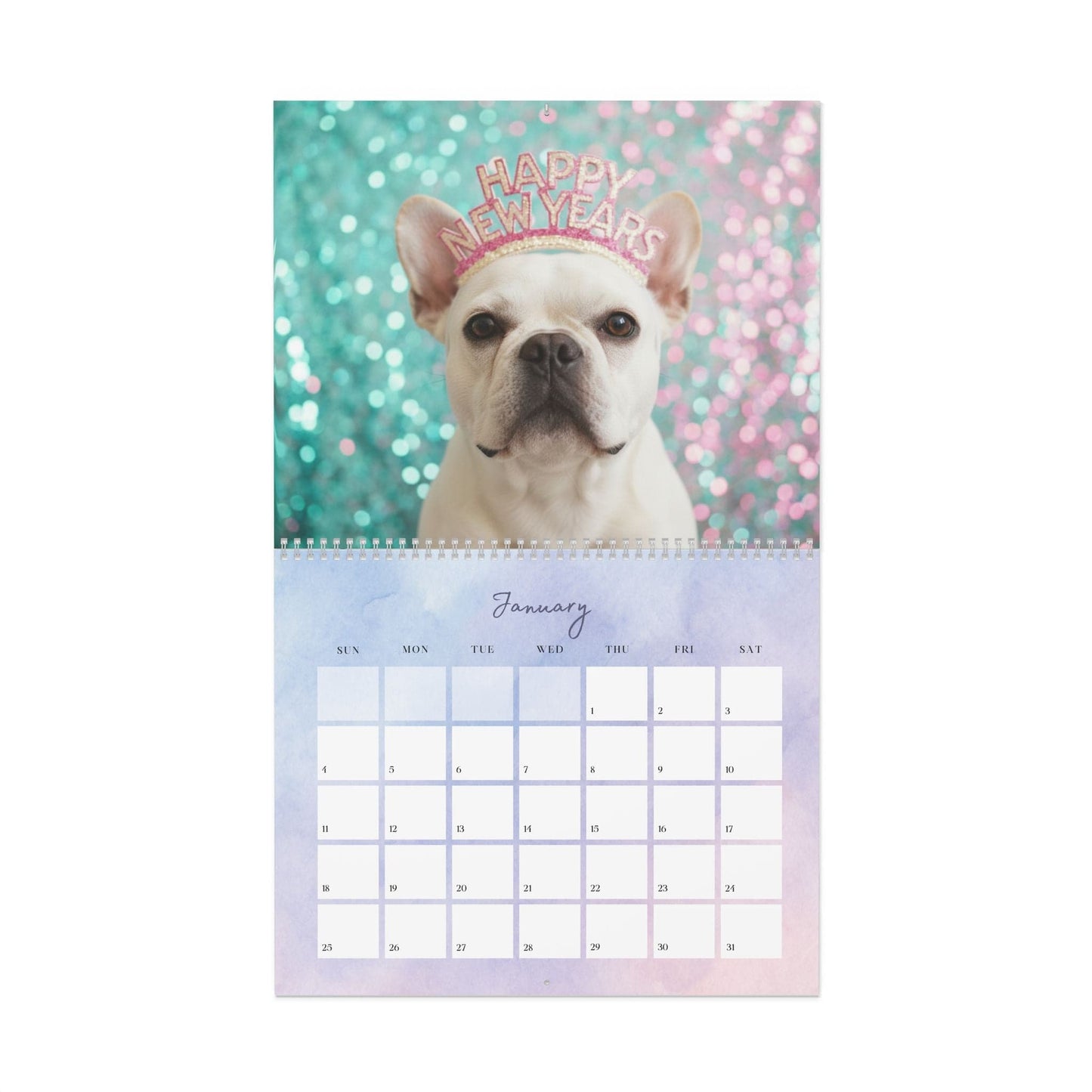 2026 White Frenchie Wall Calendar