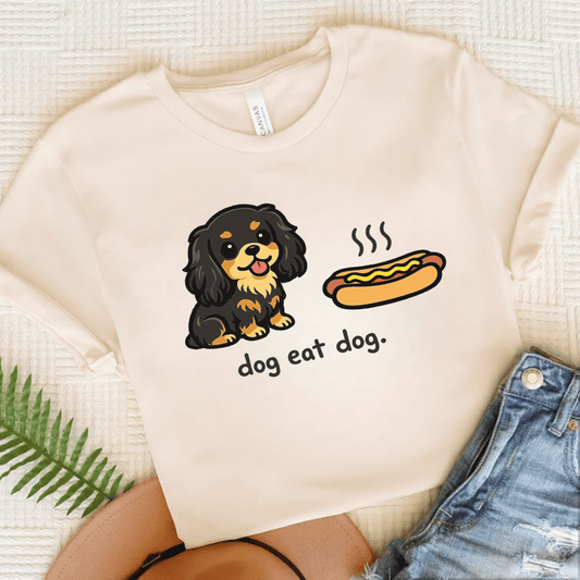 Personalized Cavalier Eat Hotdog Unisex TShirt Natural