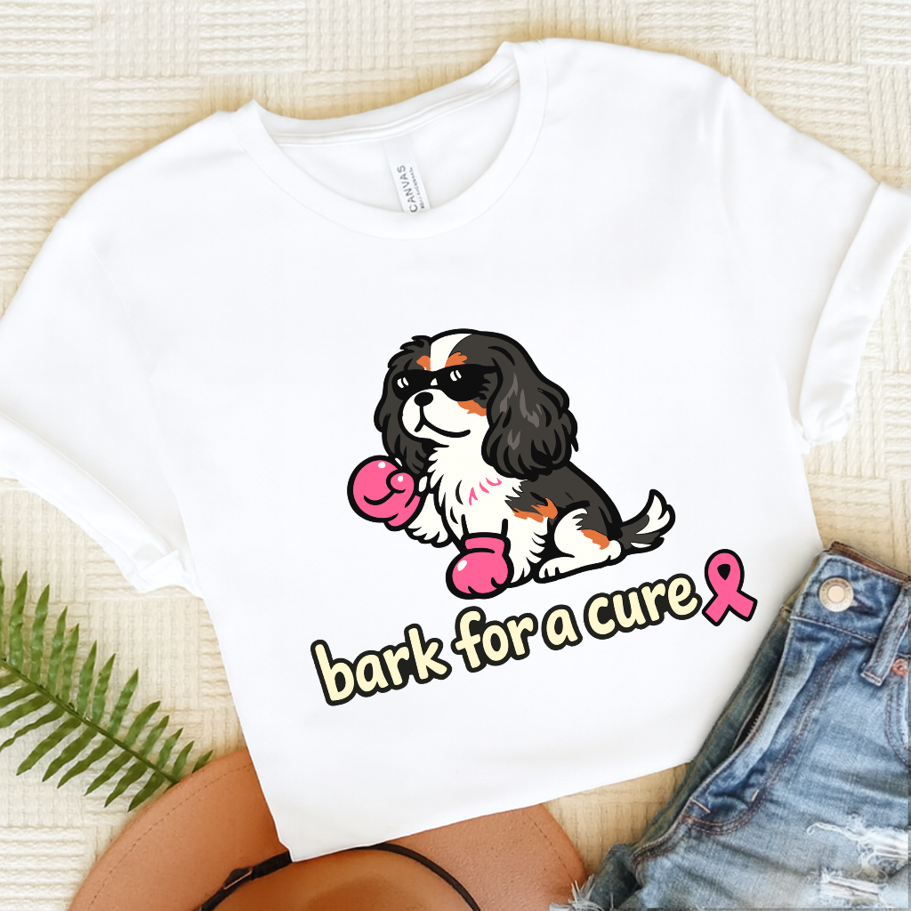 Personalized Cavalier Fight Cancer Unisex TShirt White