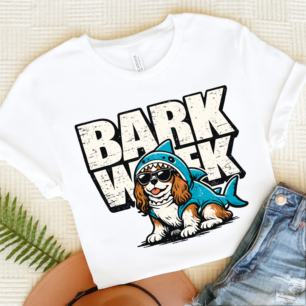 Personalized Cavalier Shark Week Unisex TShirt White
