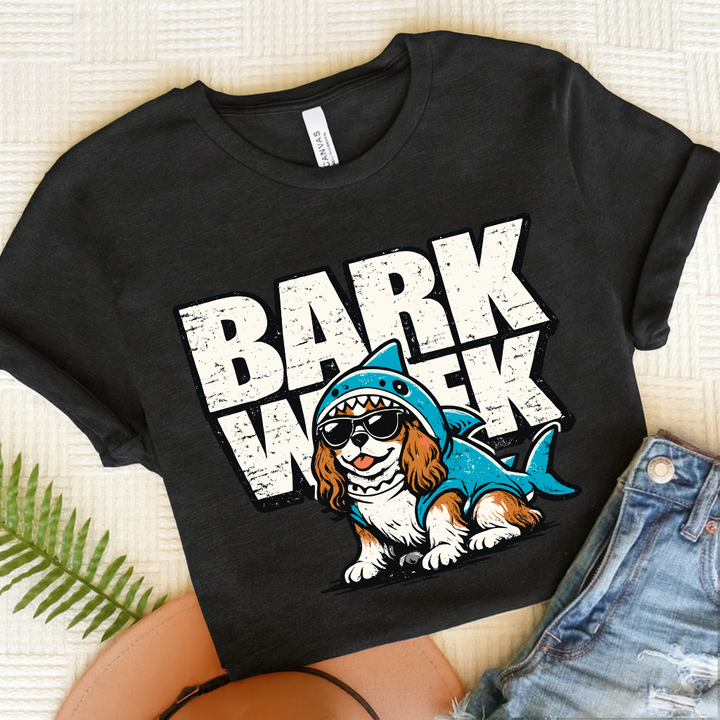 Personalized Cavalier Shark Week Unisex TShirt Dark Grey Heather