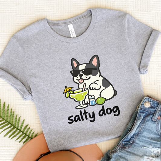 Piebald French Bulldog Salty Dog Vacation Unisex TShirt Athletic Heather