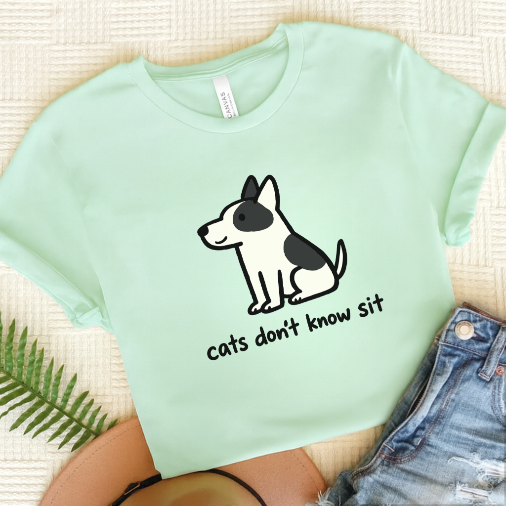 Piebald Frenchie Funny Cats Don't Know Sit Unisex TShirt Heather Mint