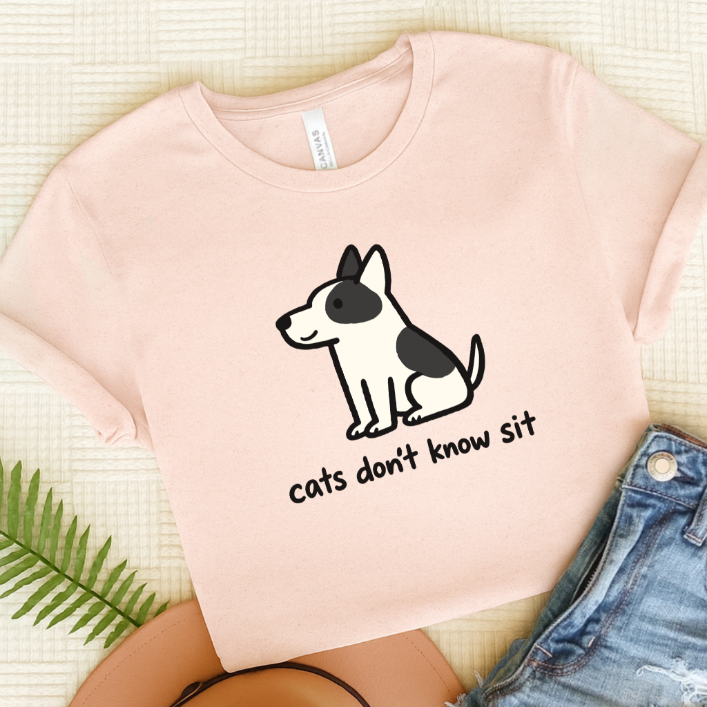 Piebald Frenchie Funny Cats Don't Know Sit Unisex TShirt Soft Pink