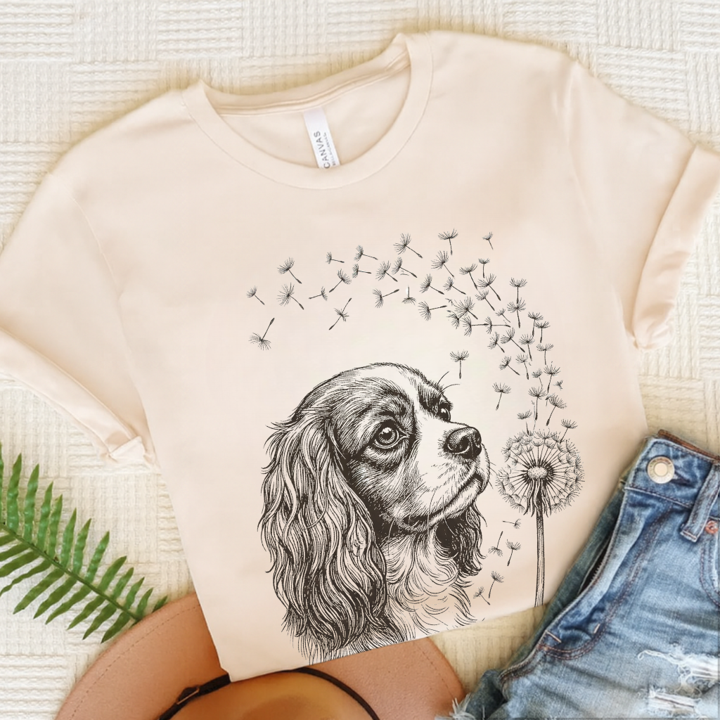 Cavalier Dandelion Gardening Unisex TShirt Natural
