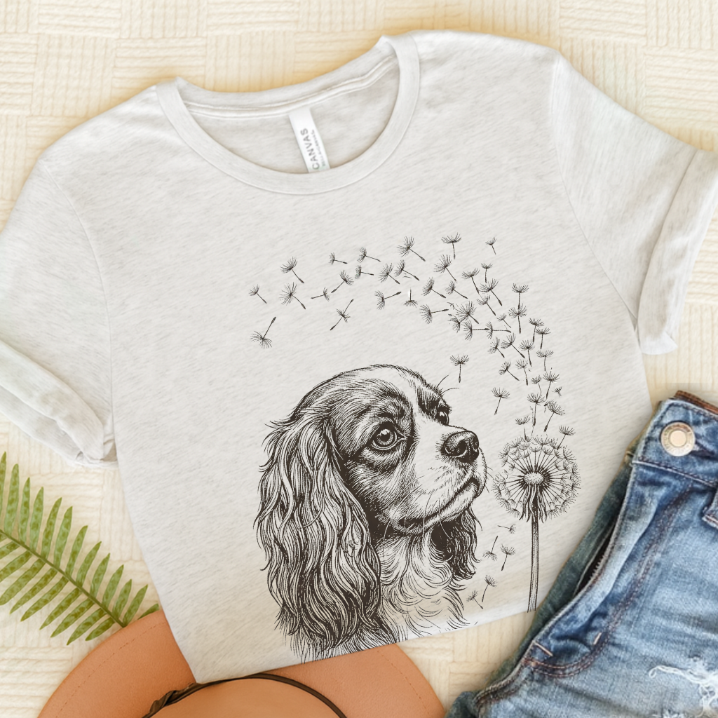 Cavalier Dandelion Gardening Unisex TShirt Ash