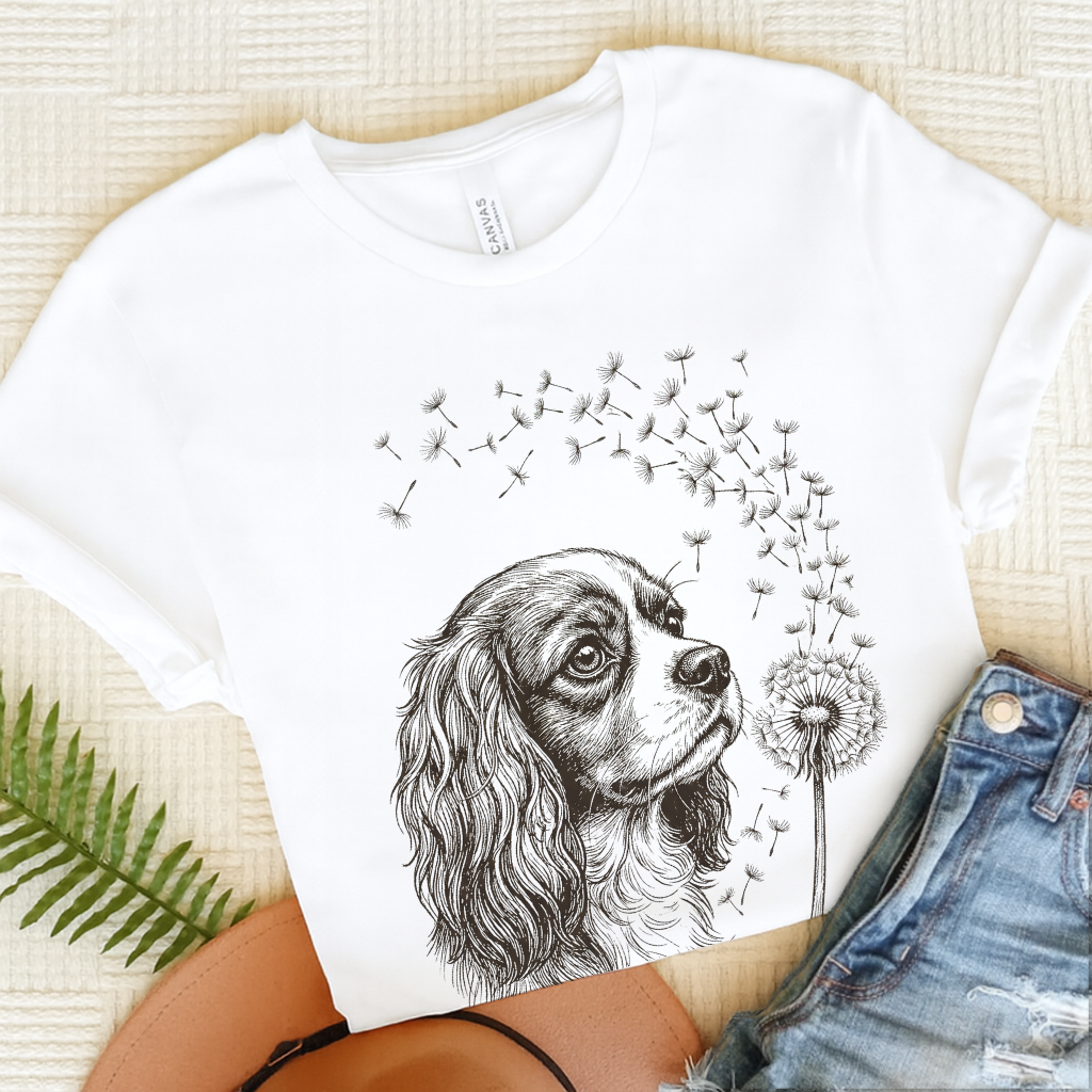 Cavalier Dandelion Gardening Unisex TShirt White