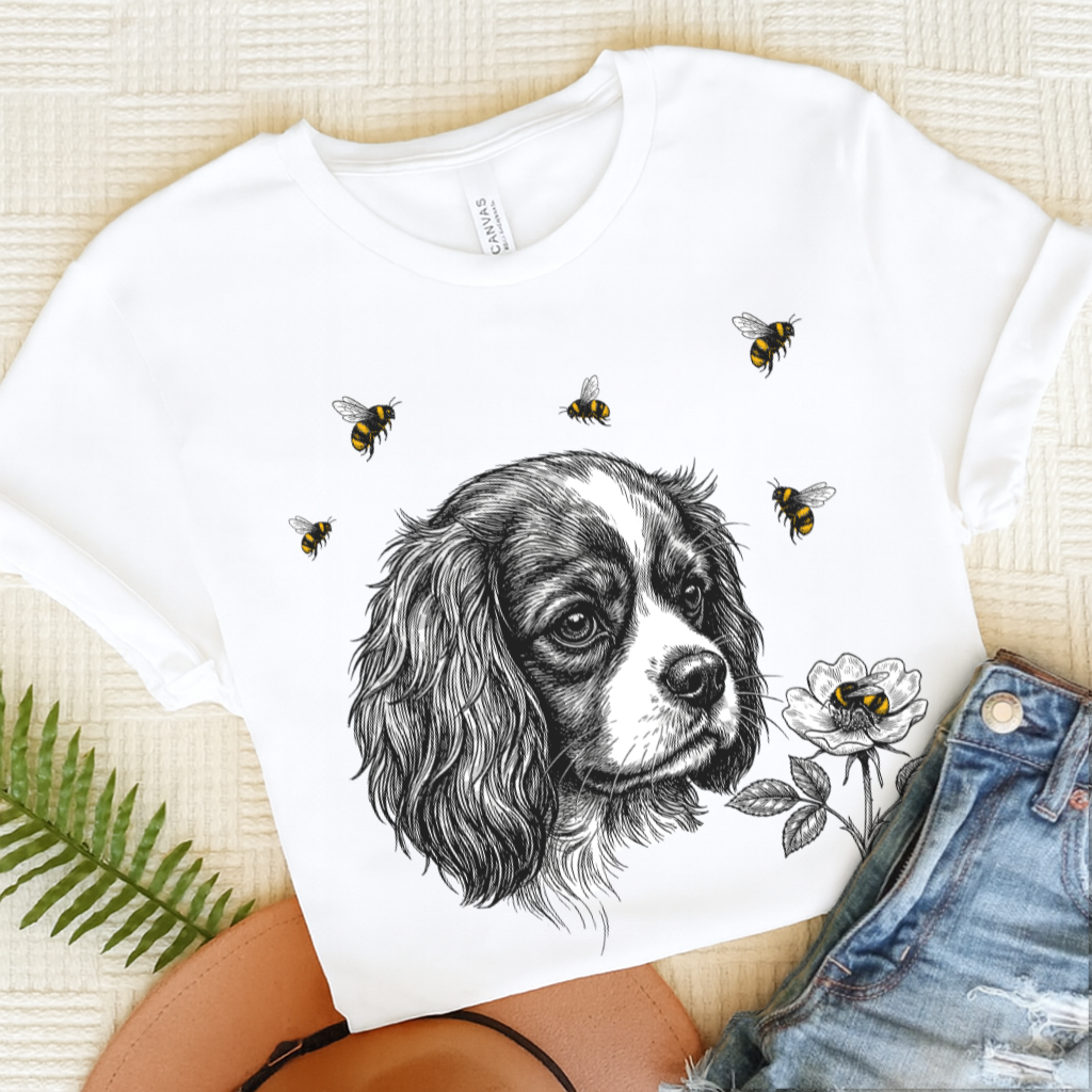 Cavalier Bumble Bee Unisex TShirt White