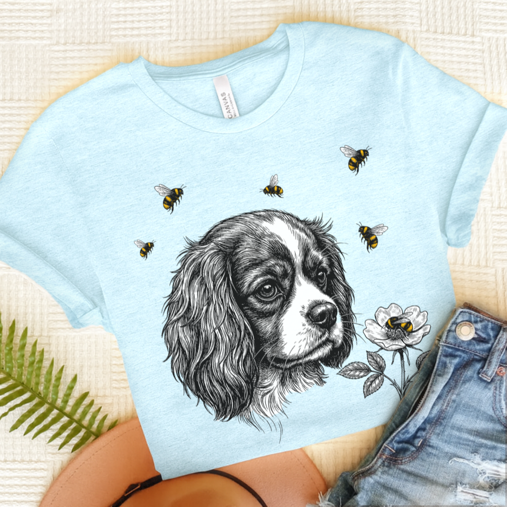 Cavalier Bumble Bee Unisex TShirt Heather Ice Blue
