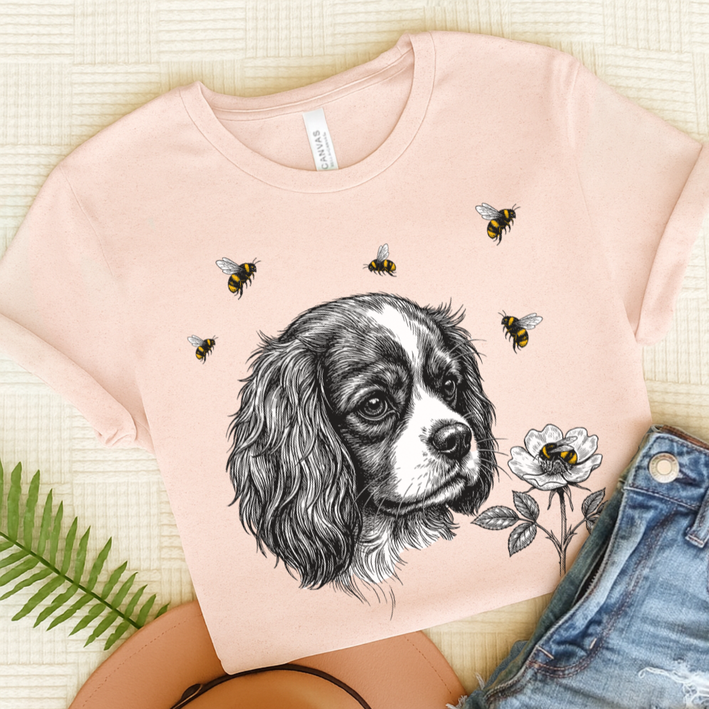 Cavalier Bumble Bee Unisex TShirt Soft Pink