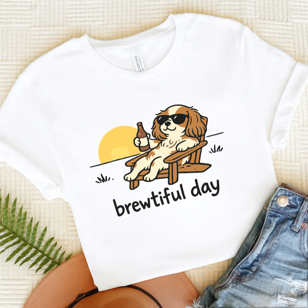 Personalized Cavalier Brewtiful Unisex TShirt White