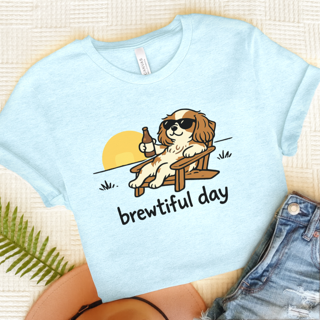 Personalized Cavalier Brewtiful Unisex TShirt Heather Ice Blue