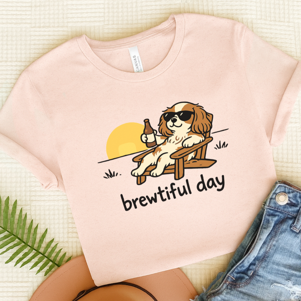 Personalized Cavalier Brewtiful Unisex TShirt Soft Pink
