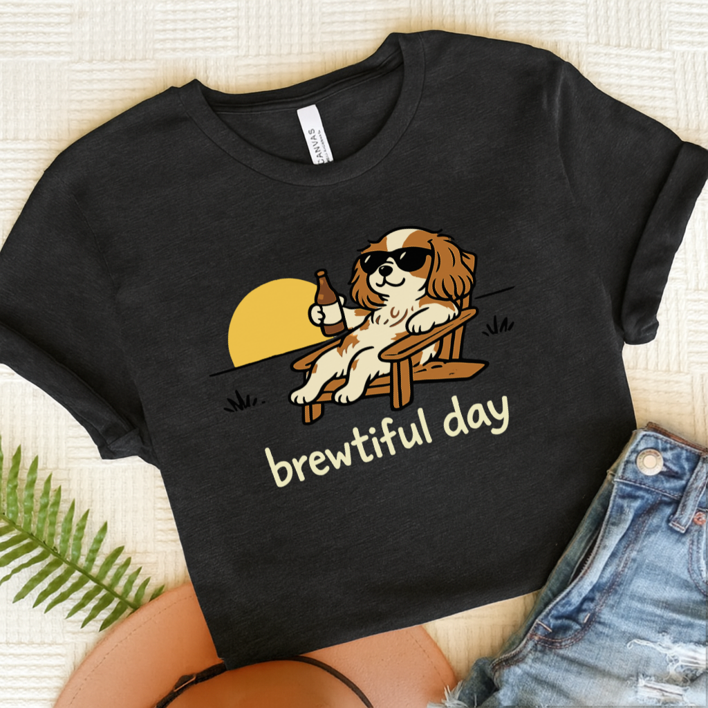 Personalized Cavalier Brewtiful Unisex TShirt Dark Grey Heather