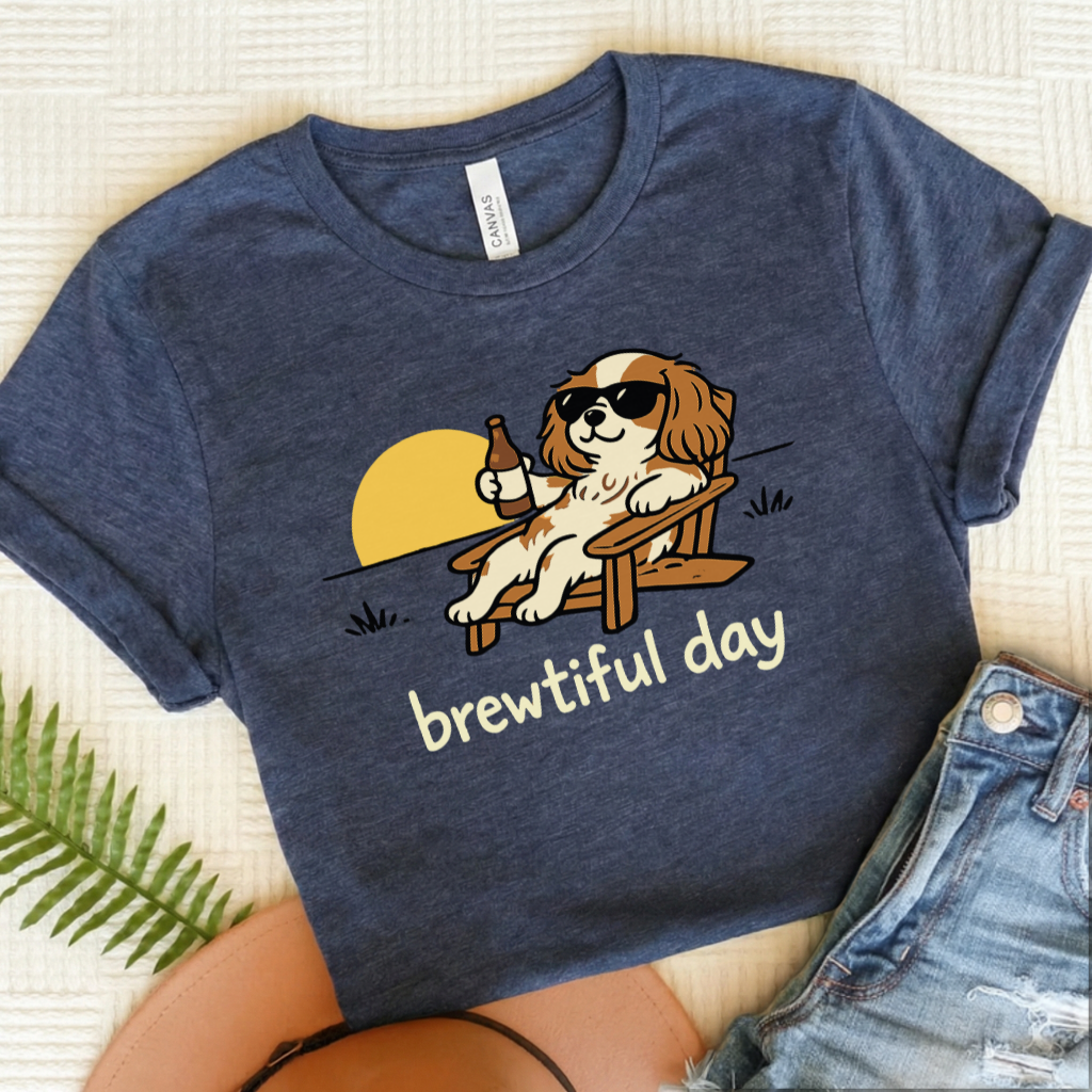 Personalized Cavalier Brewtiful Unisex TShirt Heather Navy