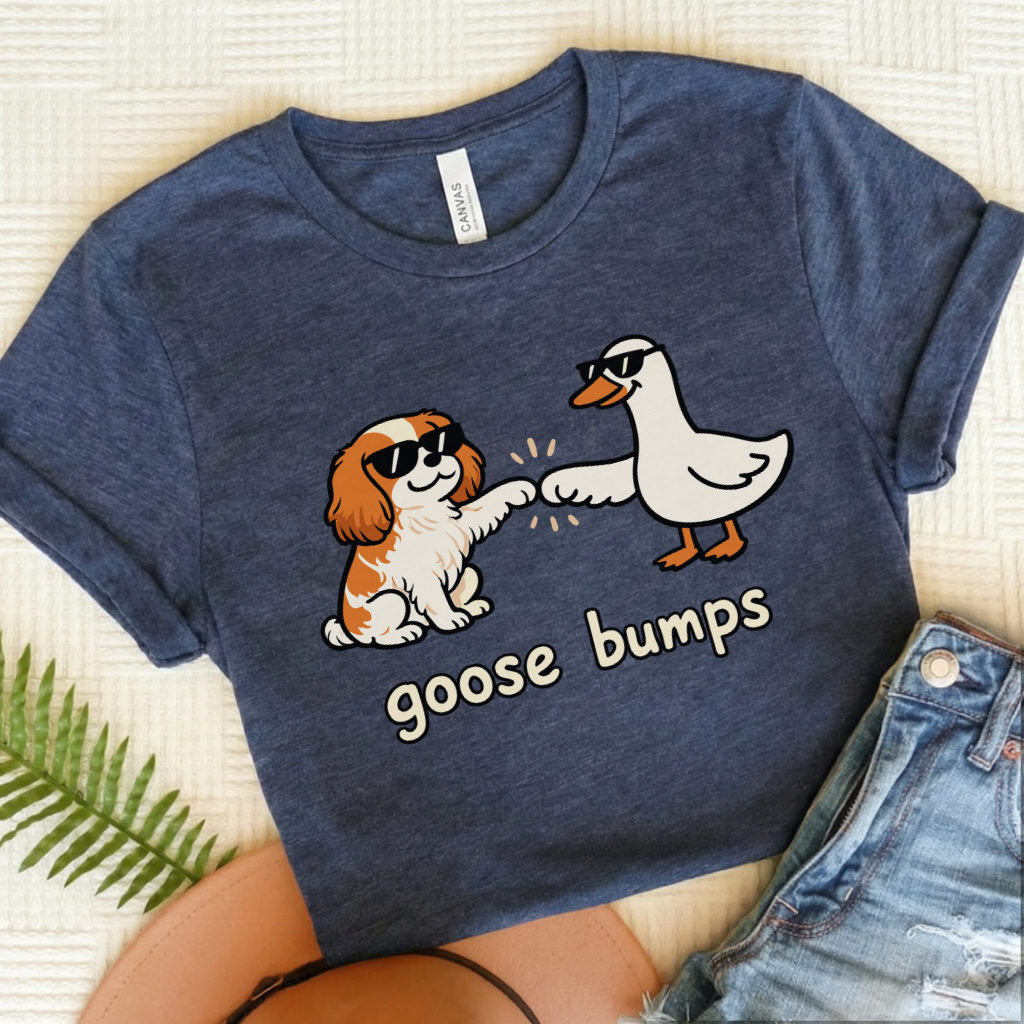 Personalized Cavalier Goose Bumps Unisex TShirt Heather Navy