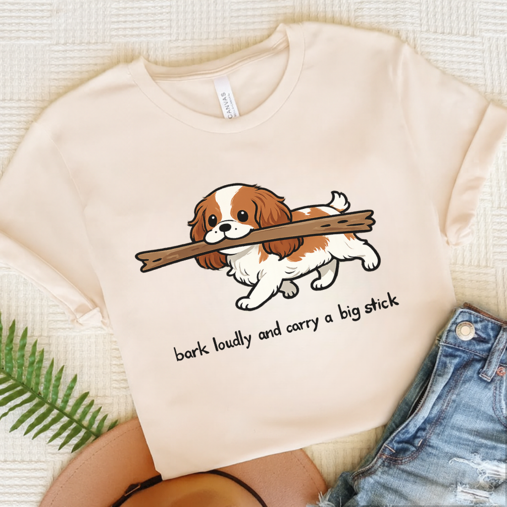 Personalized Cavalier Big Stick Unisex TShirt Natural