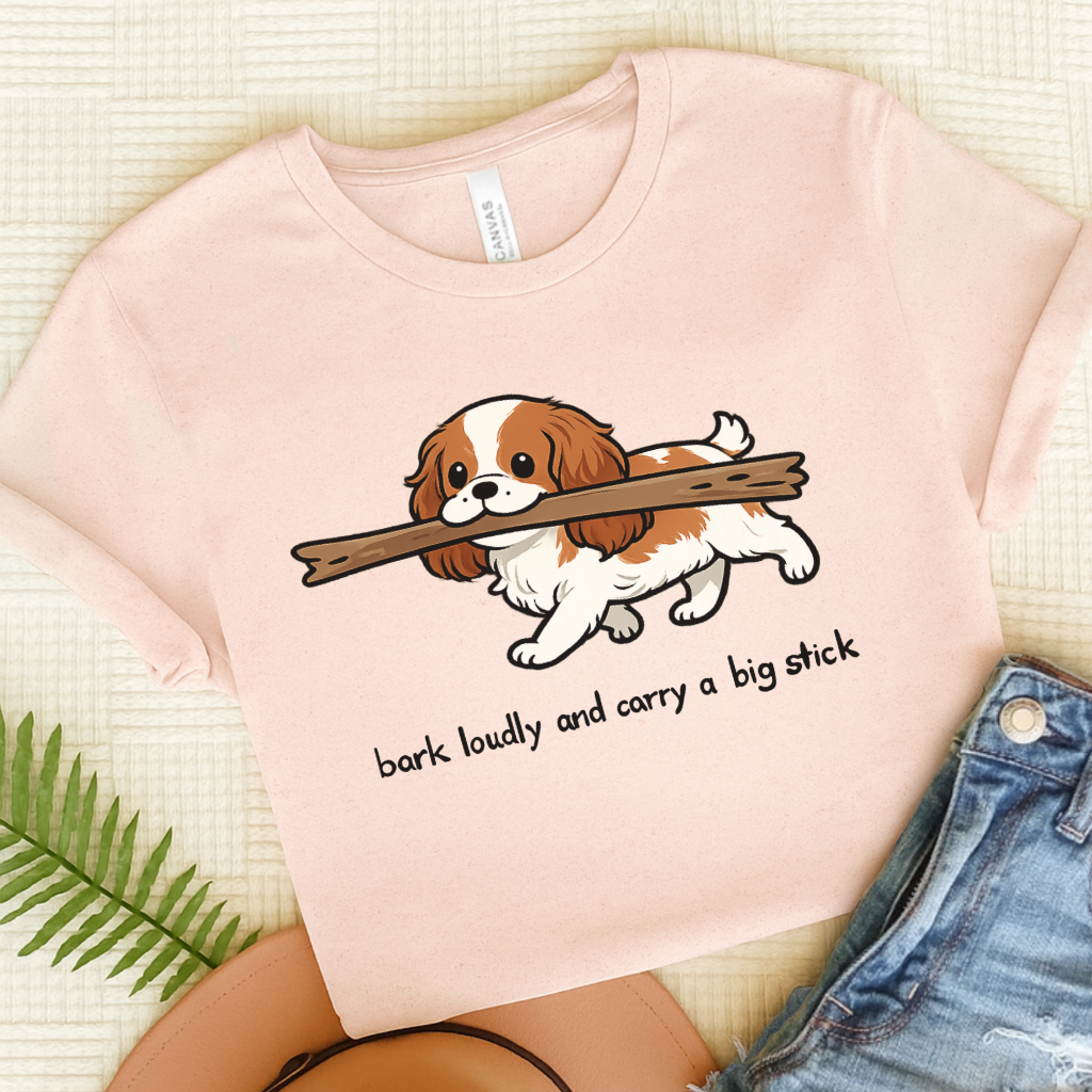 Personalized Cavalier Big Stick Unisex TShirt Soft Pink