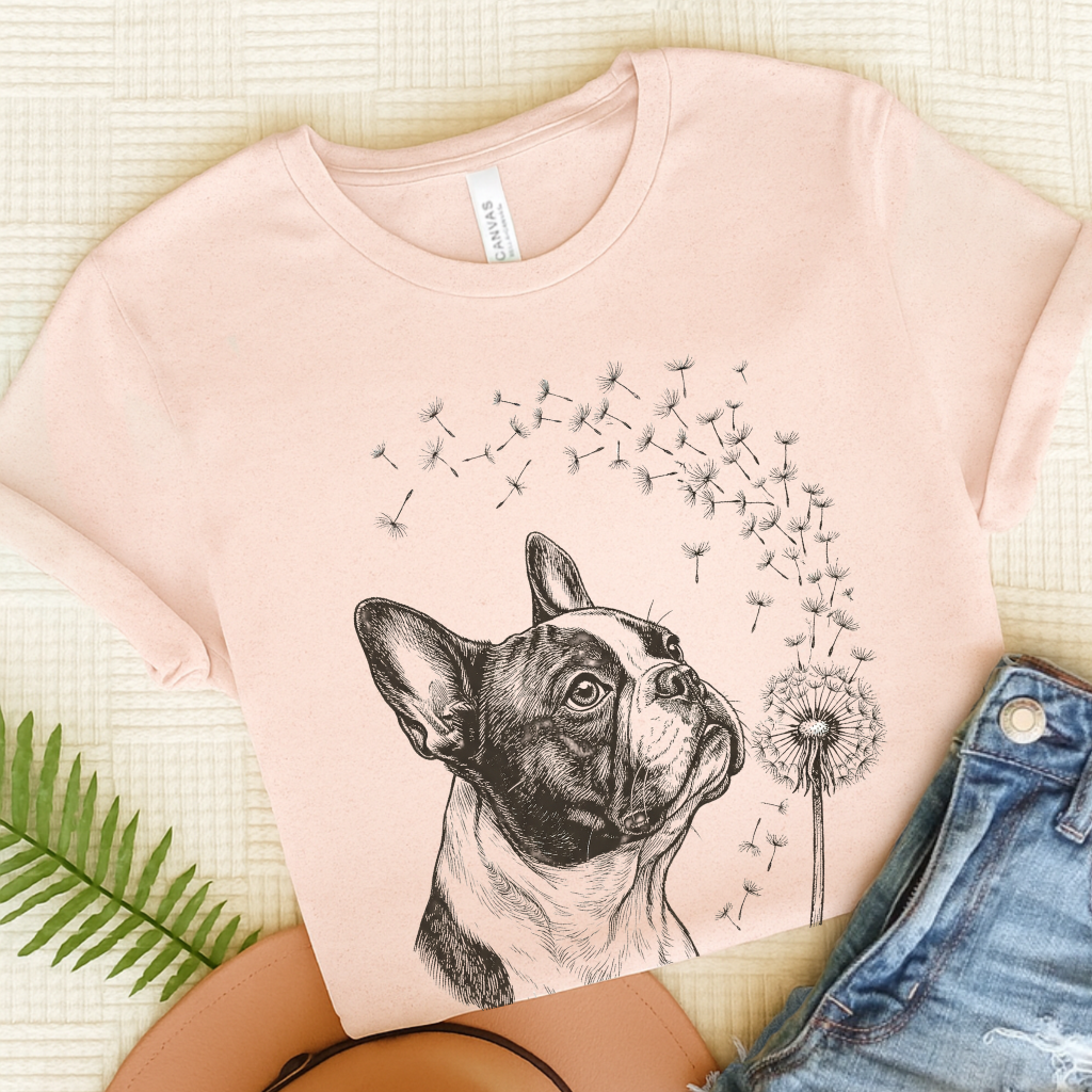 French Bulldog Dandelion Gardening Unisex TShirt Soft Pink