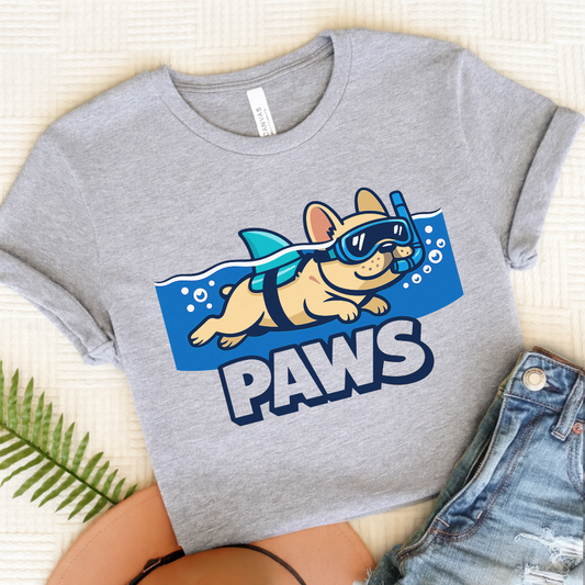 Fawn French Bulldog Shark Paws Unisex TShirt Athletic Heather