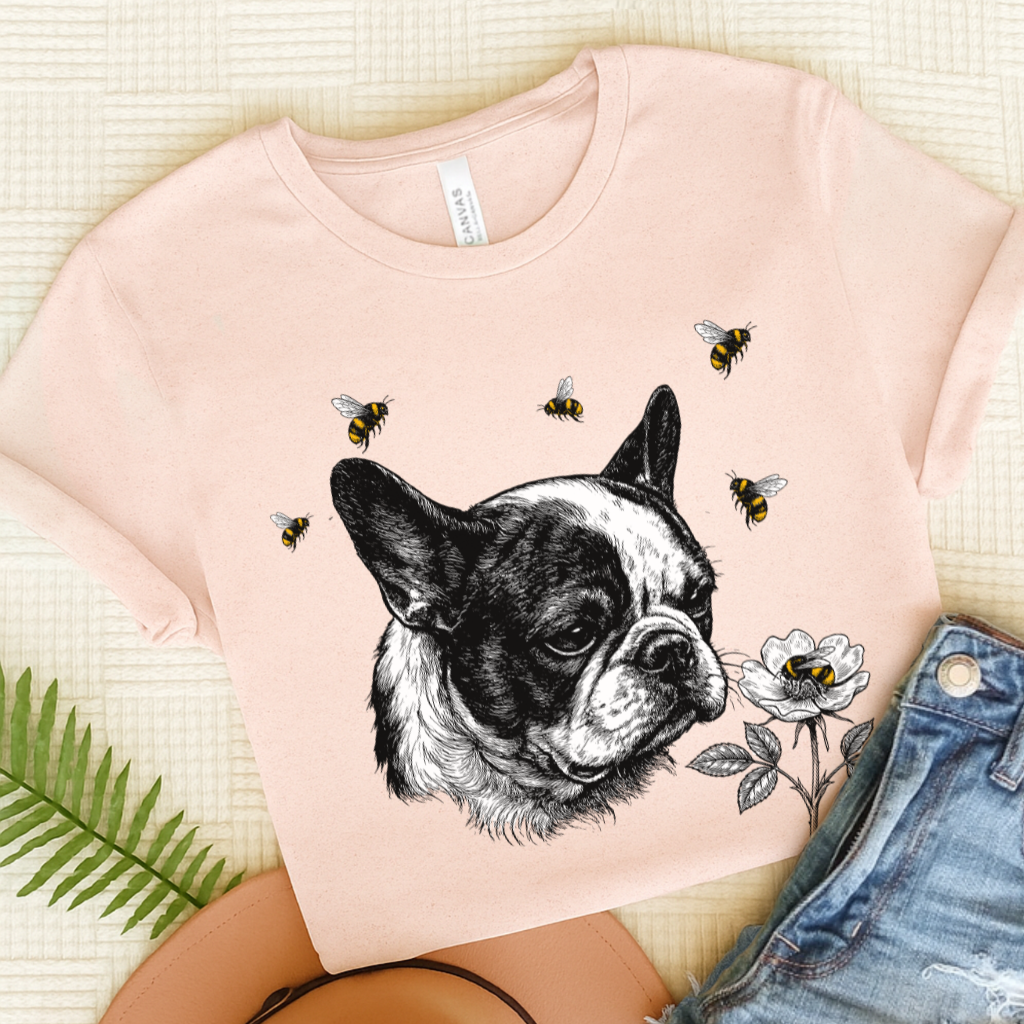 Piebald Frenchie Bumble Bee Gardening Unisex TShirt Soft Pink