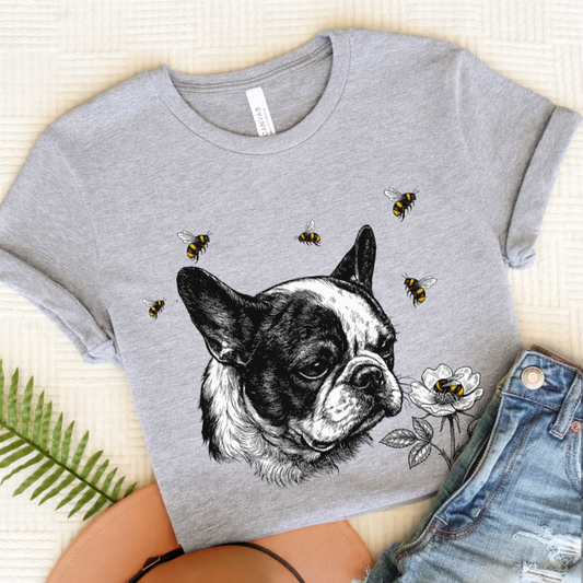 Piebald Frenchie Bumble Bee Gardening Unisex TShirt Athletic Heather