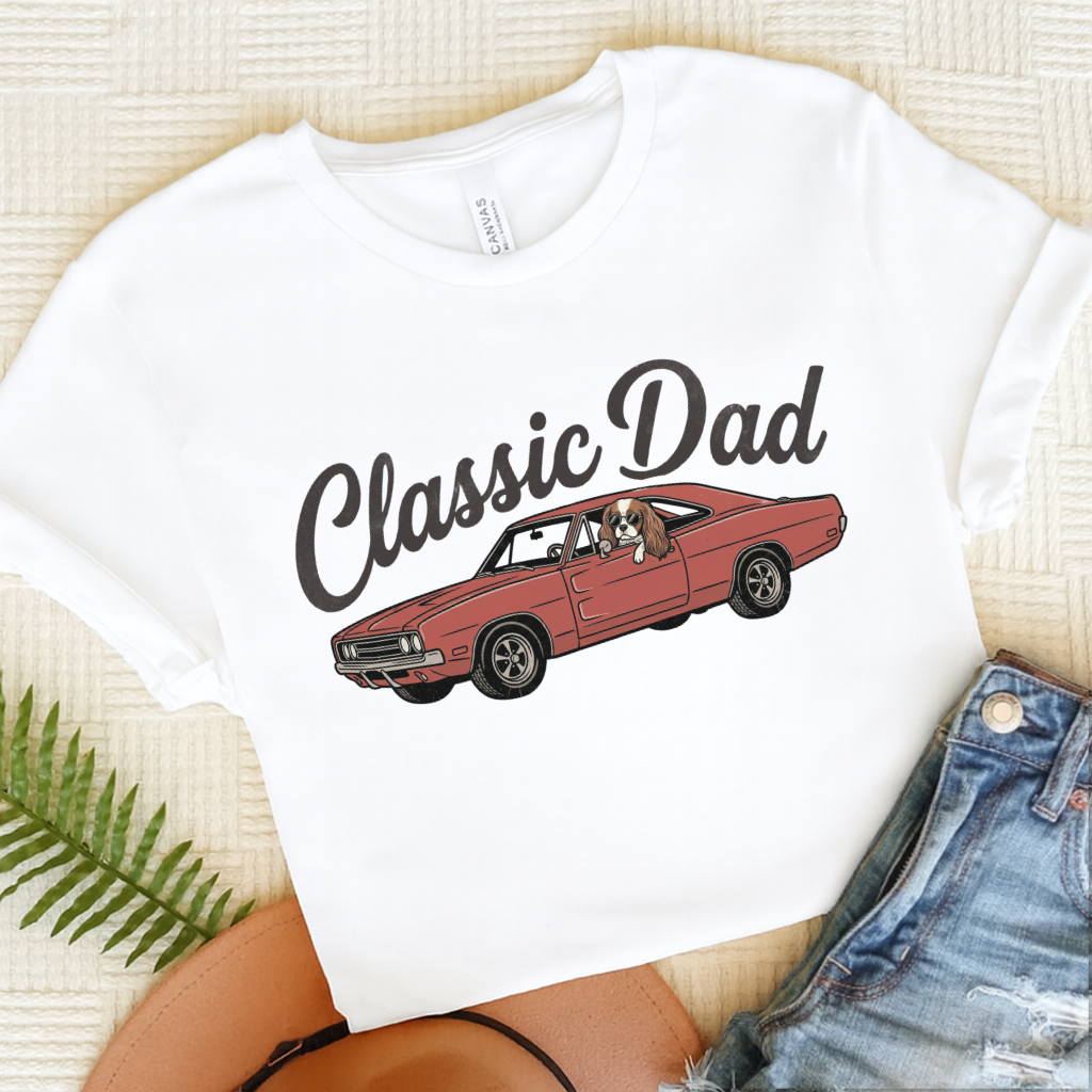 Personalized Cavalier Classic Car Dad Unisex TShirt White