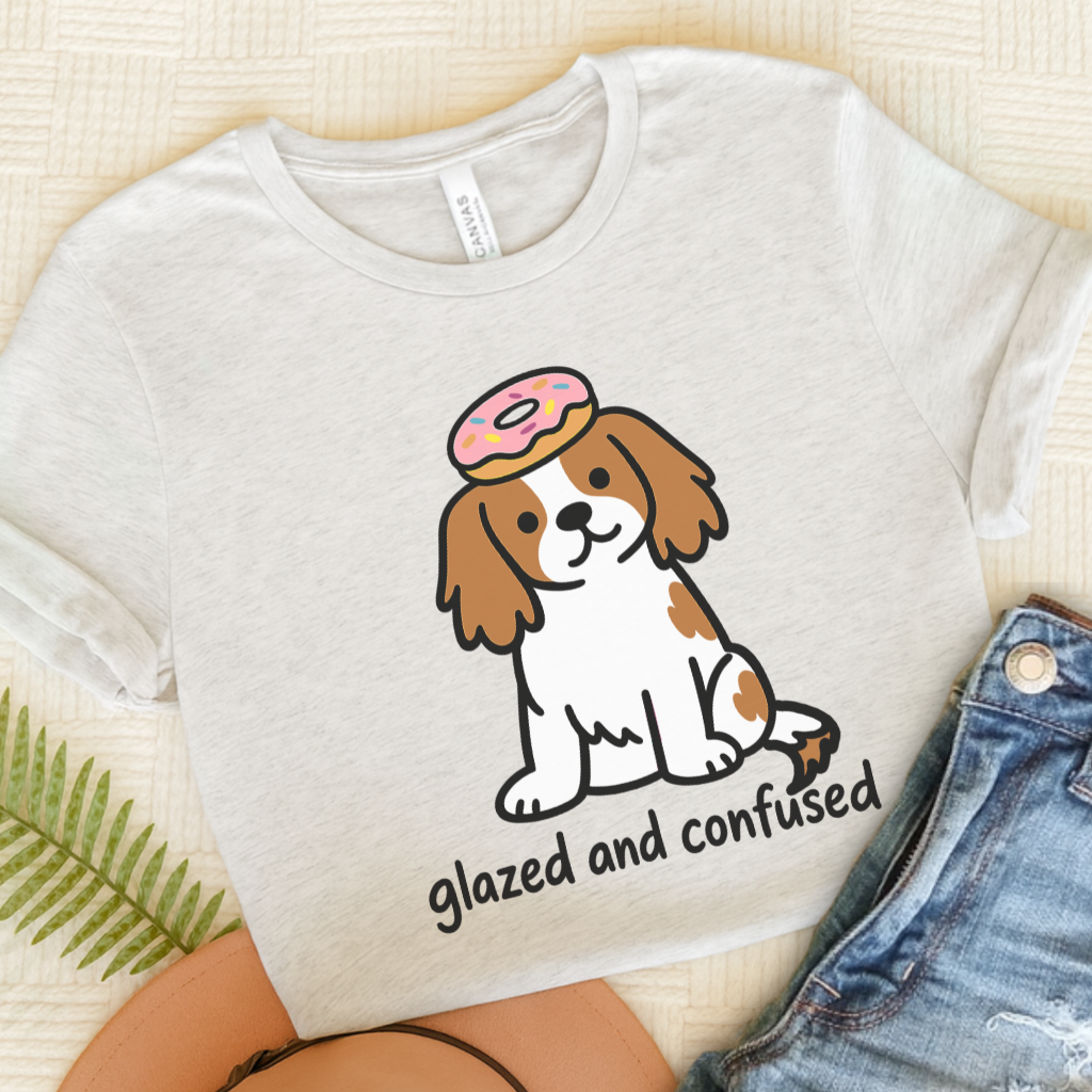 Personalized Cavalier Donut Unisex Tshirt Ash