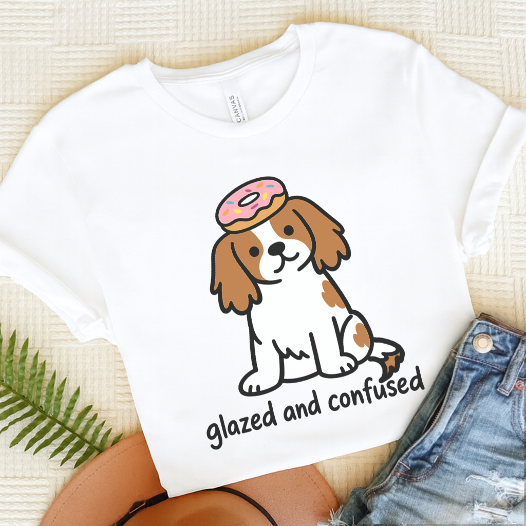 Personalized Cavalier Donut Unisex Tshirt White