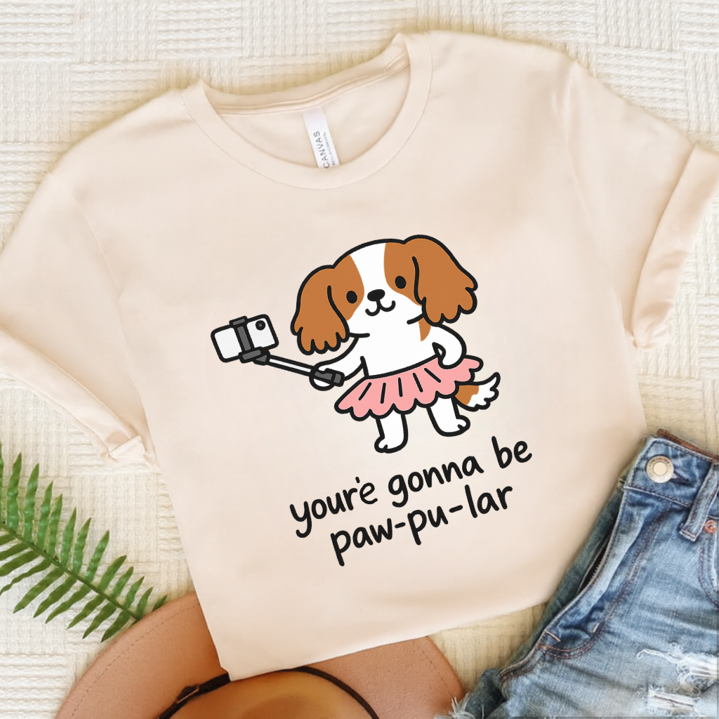 Personalized Cavalier Paw-Pu-Lar Unisex Tshirt Natural
