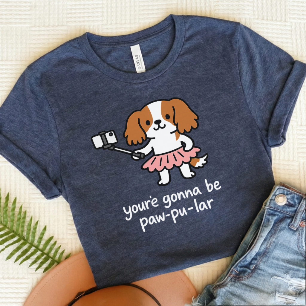 Personalized Cavalier Paw-Pu-Lar Unisex Tshirt Heather Navy