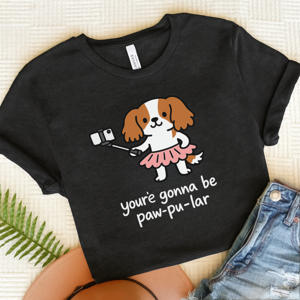 Personalized Cavalier Paw-Pu-Lar Unisex Tshirt Dark Grey Heather