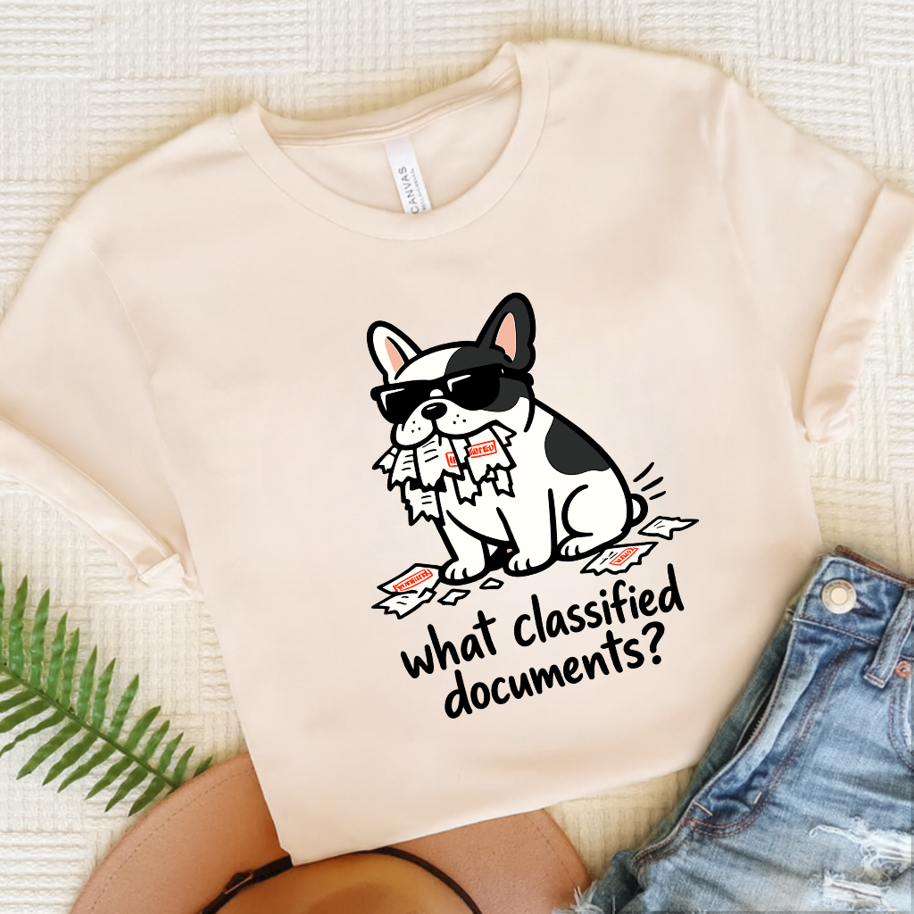 French Bulldog Classified Government Unisex Tshirt Natural