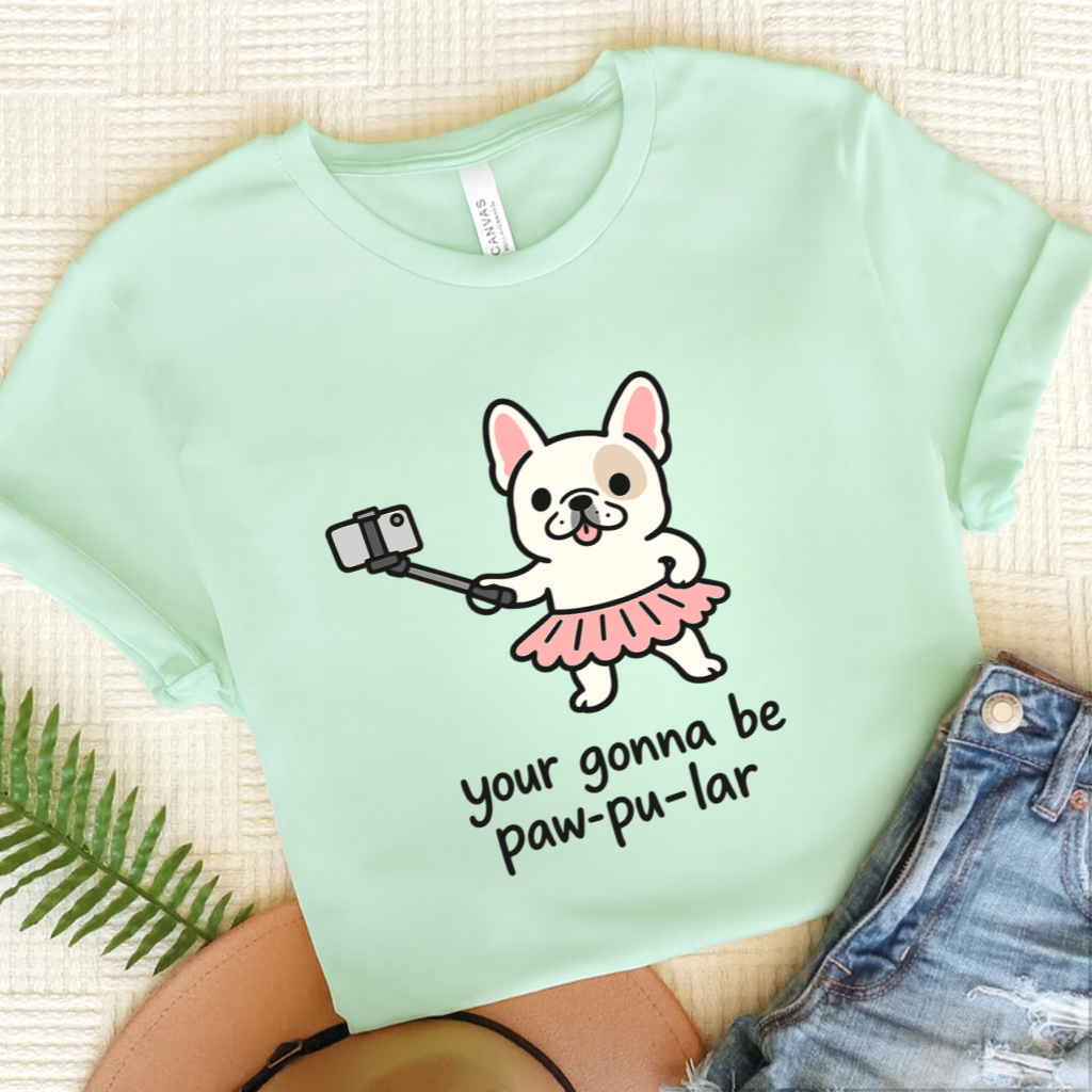 Personalized Frenchie Paw-Pu-Lar Unisex Tshirt Heather Mint