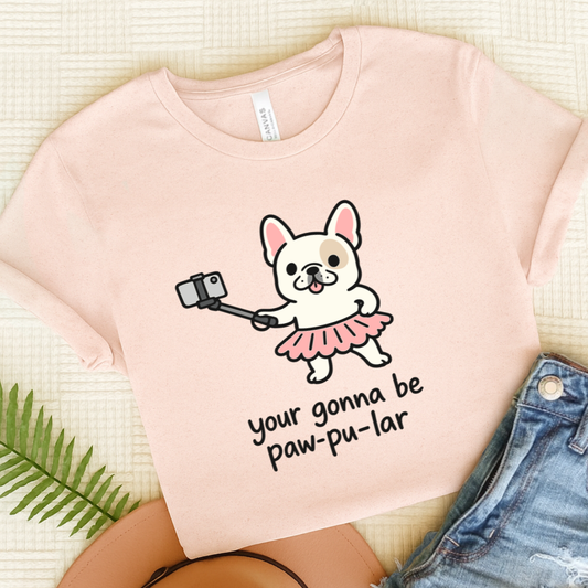 Personalized Frenchie Paw-Pu-Lar Unisex Tshirt Soft Pink