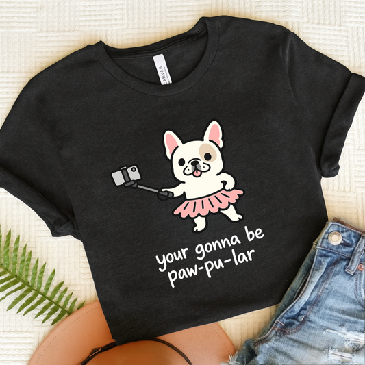 Personalized Frenchie Paw-Pu-Lar Unisex Tshirt Dark Grey Heather