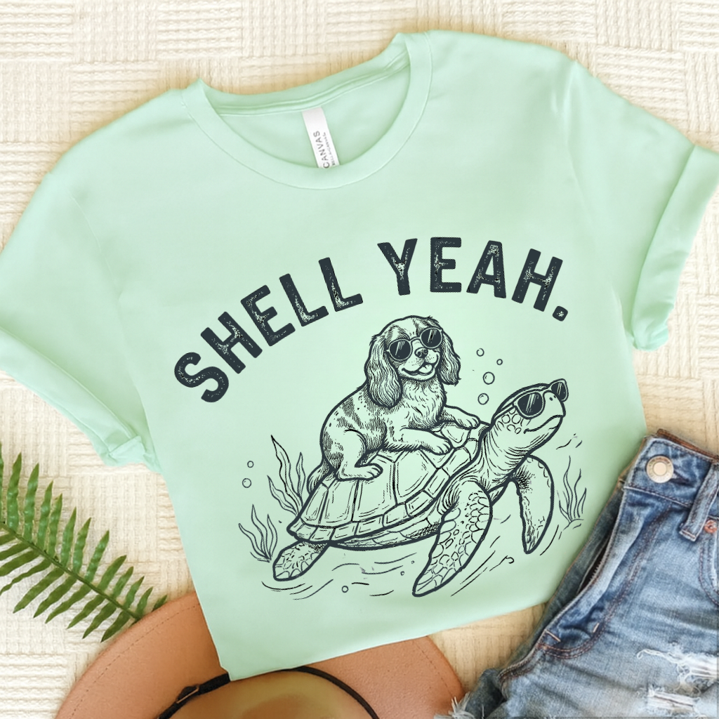 Cavalier Turtle Ocean Unisex TShirt Heather Mint
