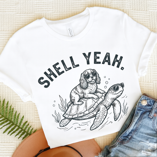 Cavalier King Charles Turtle Ocean Unisex TShirt White