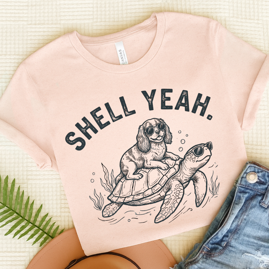 Cavalier Turtle Ocean Unisex TShirt Soft Pink