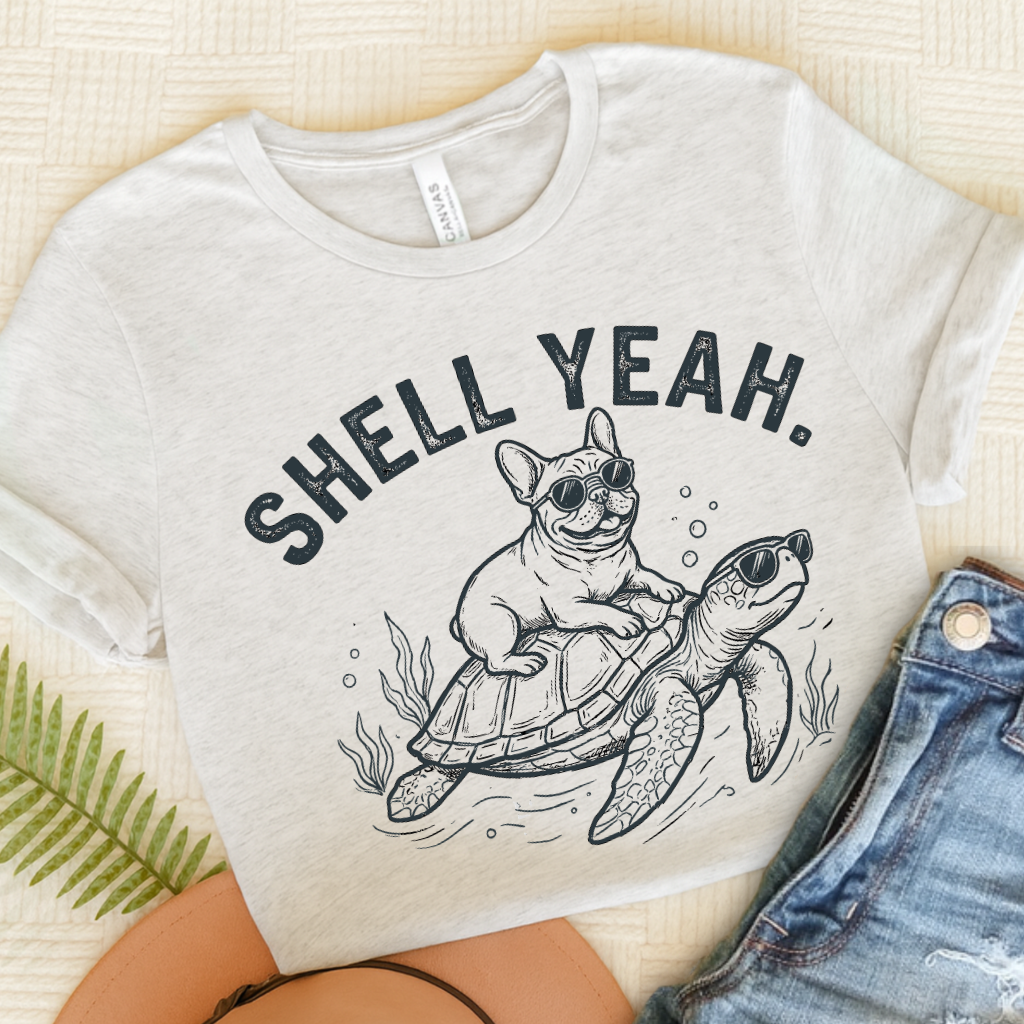 French Bulldog Turtle Ocean Unisex TShirt Ash