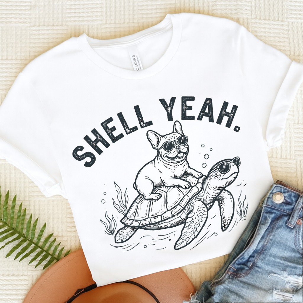 French Bulldog Turtle Ocean Unisex TShirt White