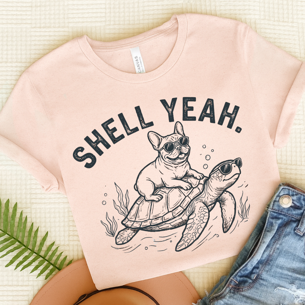 French Bulldog Turtle Ocean Unisex TShirt Soft Pink