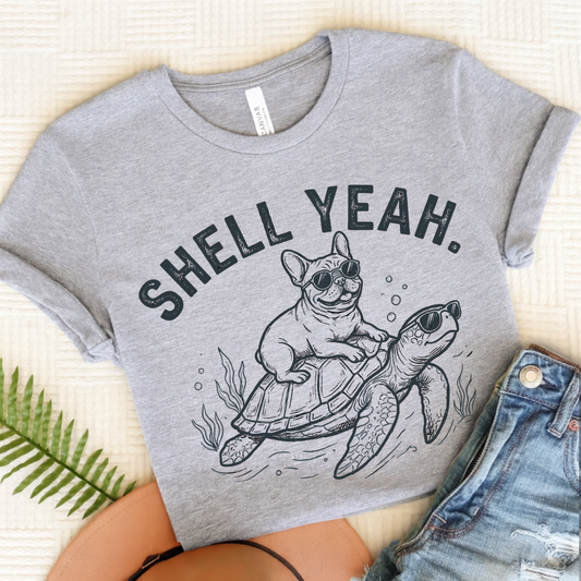 French Bulldog Turtle Ocean Unisex TShirt Athletic Heather