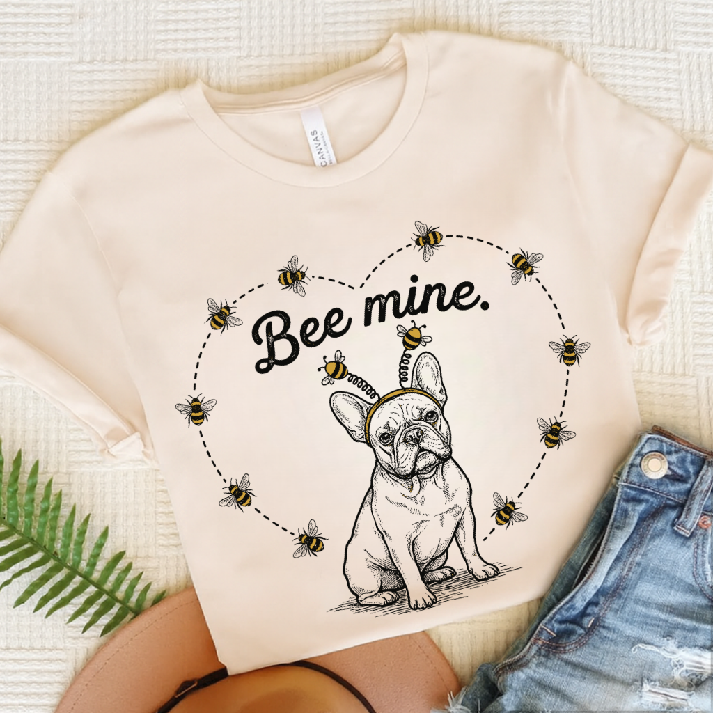 French Bulldog Bee Mine Garden Unisex TShirt Natural