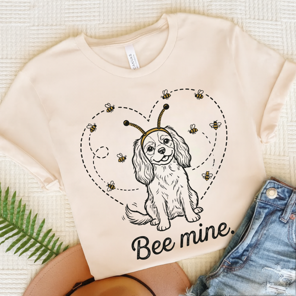 Cavalier Bee Mine Garden Unisex TShirt Natural